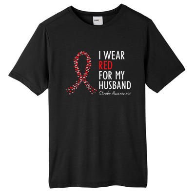 I Wear Red For My Husband Stroke Awareness Survivor Warrior Tall Fusion ChromaSoft Performance T-Shirt