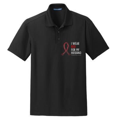 I Wear Red For My Husband Stroke Awareness Survivor Warrior Dry Zone Grid Polo