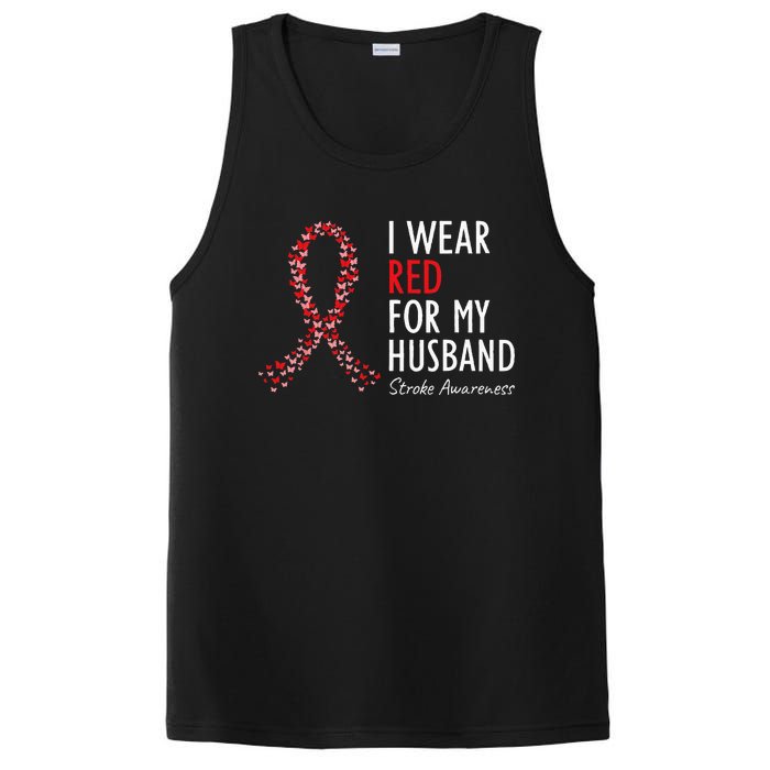 I Wear Red For My Husband Stroke Awareness Survivor Warrior PosiCharge Competitor Tank