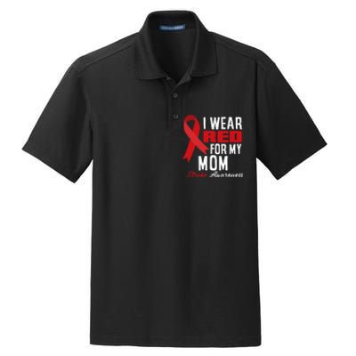 I Wear Red For My Mom Stroke Warrior Mom Stroke Awareness Dry Zone Grid Polo