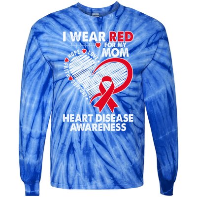 I Wear Red For My Mom Heart Disease Awareness Chd Survivors Gift Tie-Dye Long Sleeve Shirt