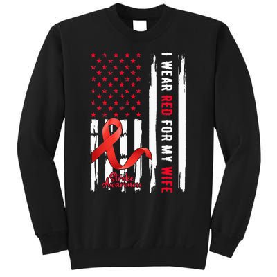 I Wear Red For My Wife Stroke Awareness Survivor Warrior Sweatshirt