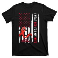 I Wear Red For My Wife Stroke Awareness Survivor Warrior T-Shirt