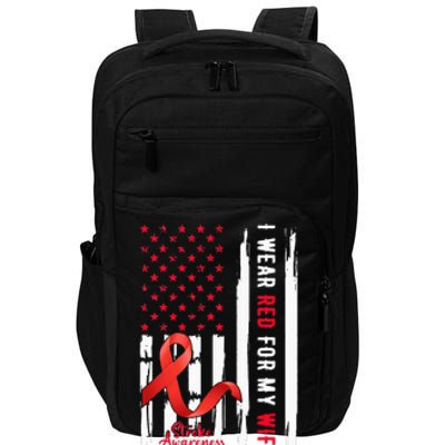 I Wear Red For My Wife Stroke Awareness Survivor Warrior Impact Tech Backpack