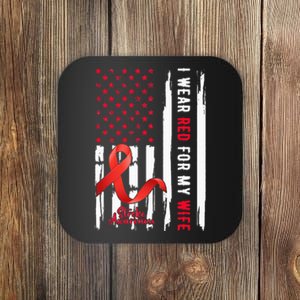 I Wear Red For My Wife Stroke Awareness Survivor Warrior Coaster