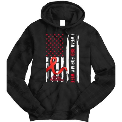 I Wear Red For My Wife Stroke Awareness Survivor Warrior Tie Dye Hoodie