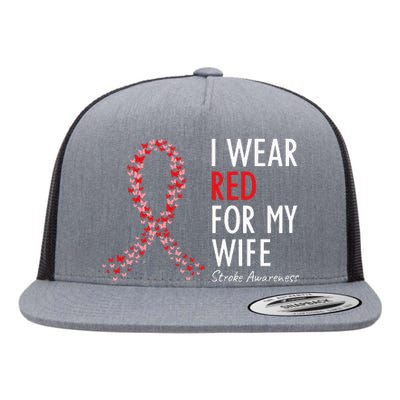 I Wear Red For My Wife Stroke Awareness Survivor Warrior Flat Bill Trucker Hat