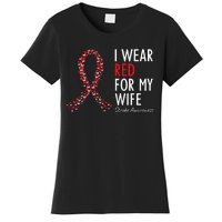 I Wear Red For My Wife Stroke Awareness Survivor Warrior Women's T-Shirt