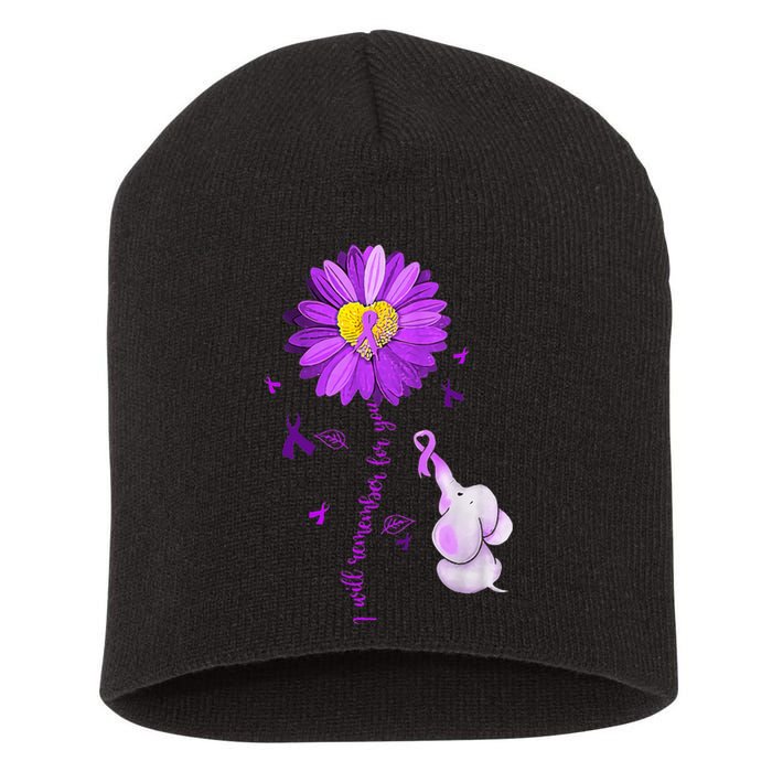 I Will Remember For You Elephant Alzheimers Awareness Short Acrylic Beanie