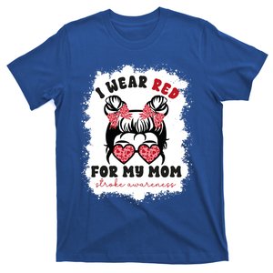 I Wear Red For My Mom Stroke Awareness Month Red Ribbon Meaningful Gift T-Shirt