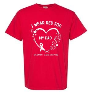 I Wear Red For My Dad Butterfly Heart Stroke Awareness Month Garment-Dyed Heavyweight T-Shirt