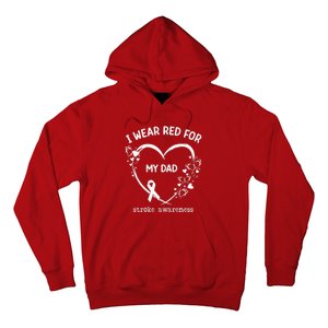 I Wear Red For My Dad Butterfly Heart Stroke Awareness Month Hoodie