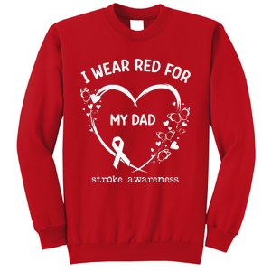 I Wear Red For My Dad Butterfly Heart Stroke Awareness Month Sweatshirt