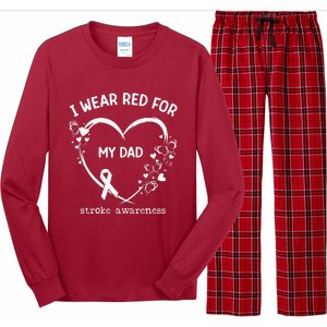 I Wear Red For My Dad Butterfly Heart Stroke Awareness Month Long Sleeve Pajama Set