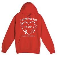 I Wear Red For My Dad Butterfly Heart Stroke Awareness Month Premium Pullover Hoodie