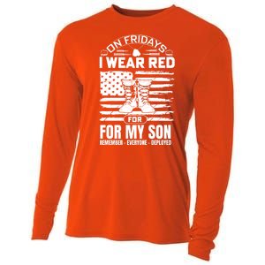 I Wear Red For My Son Remember Everyone Deployed RED Friday Cooling Performance Long Sleeve Crew