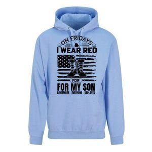 I Wear Red For My Son Remember Everyone Deployed RED Friday Unisex Surf Hoodie