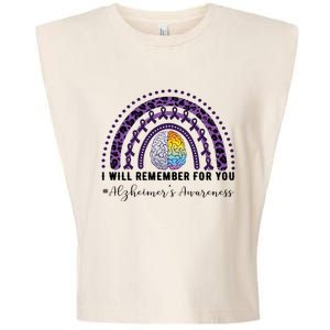 I Will Remember For You Rainbow Brain Alzheimer's Awareness Great Gift Garment-Dyed Women's Muscle Tee