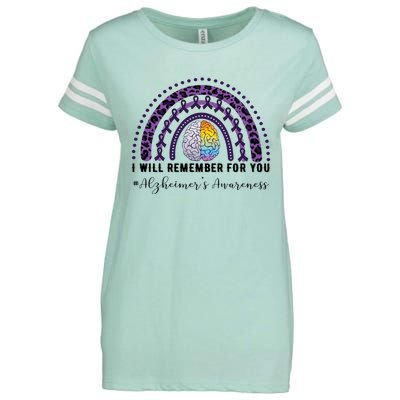 I Will Remember For You Rainbow Brain Alzheimer's Awareness Great Gift Enza Ladies Jersey Football T-Shirt