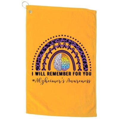 I Will Remember For You Rainbow Brain Alzheimer's Awareness Great Gift Platinum Collection Golf Towel