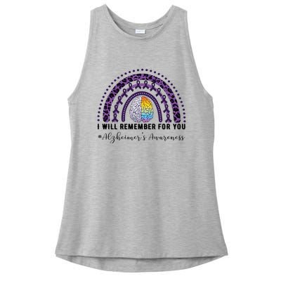 I Will Remember For You Rainbow Brain Alzheimer's Awareness Great Gift Ladies PosiCharge Tri-Blend Wicking Tank