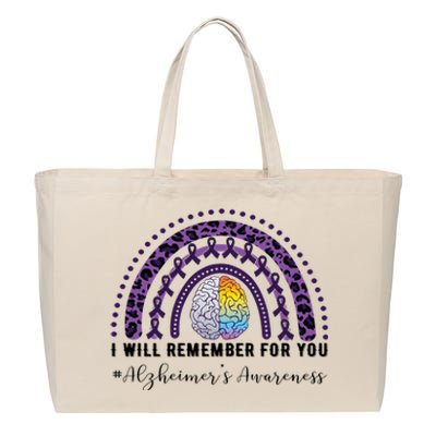 I Will Remember For You Rainbow Brain Alzheimer's Awareness Great Gift Cotton Canvas Jumbo Tote