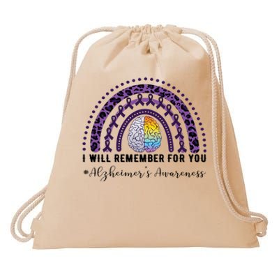 I Will Remember For You Rainbow Brain Alzheimer's Awareness Great Gift Drawstring Bag