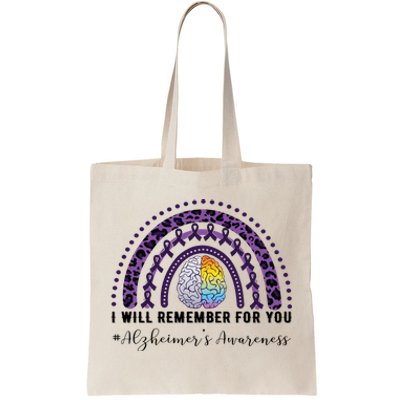 I Will Remember For You Rainbow Brain Alzheimer's Awareness Great Gift Tote Bag