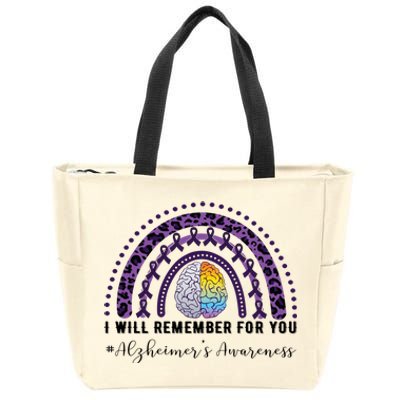 I Will Remember For You Rainbow Brain Alzheimer's Awareness Great Gift Zip Tote Bag