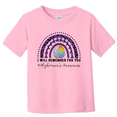 I Will Remember For You Rainbow Brain Alzheimer's Awareness Great Gift Toddler T-Shirt