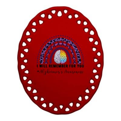 I Will Remember For You Rainbow Brain Alzheimer's Awareness Great Gift Ceramic Oval Ornament