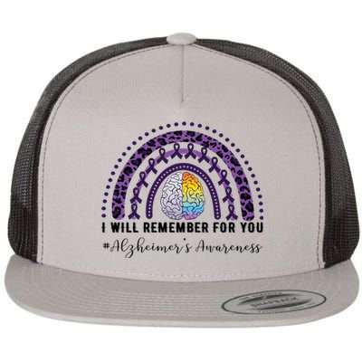 I Will Remember For You Rainbow Brain Alzheimer's Awareness Great Gift Flat Bill Trucker Hat