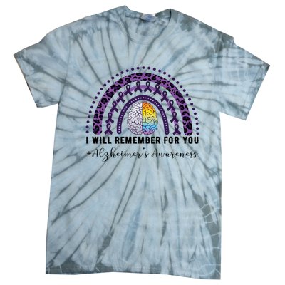 I Will Remember For You Rainbow Brain Alzheimer's Awareness Great Gift Tie-Dye T-Shirt