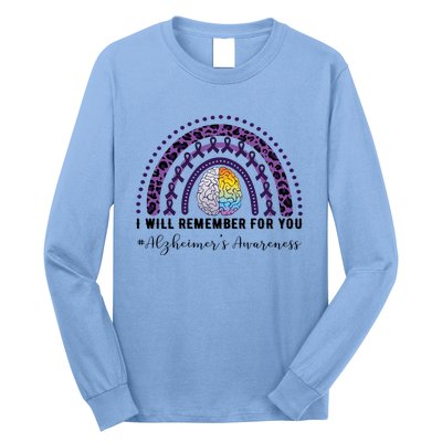 I Will Remember For You Rainbow Brain Alzheimer's Awareness Great Gift Long Sleeve Shirt