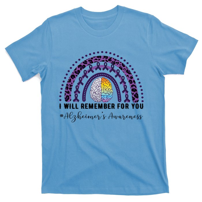 I Will Remember For You Rainbow Brain Alzheimer's Awareness Great Gift T-Shirt