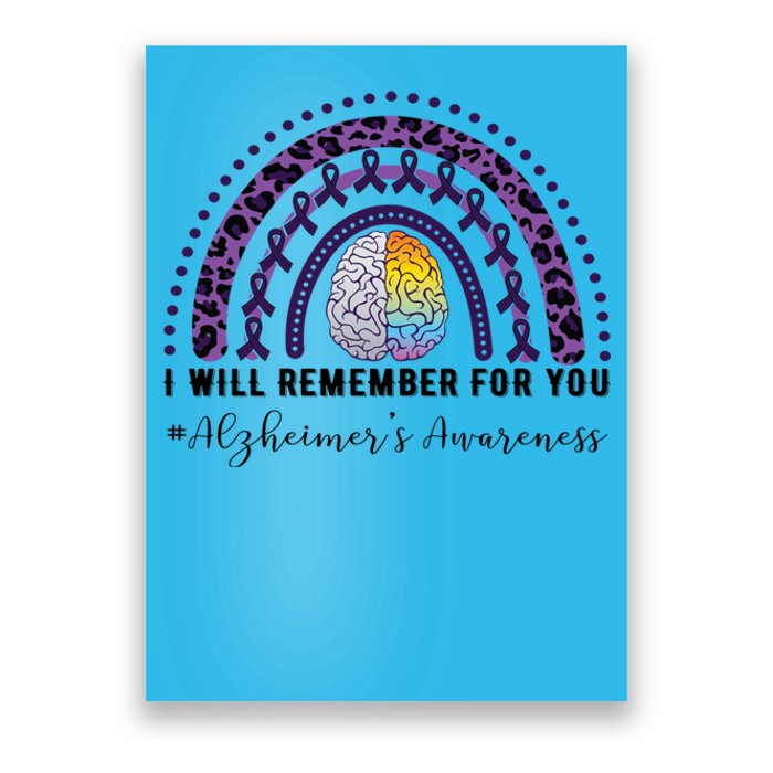 I Will Remember For You Rainbow Brain Alzheimer's Awareness Great Gift Poster