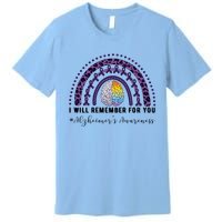 I Will Remember For You Rainbow Brain Alzheimer's Awareness Great Gift Premium T-Shirt