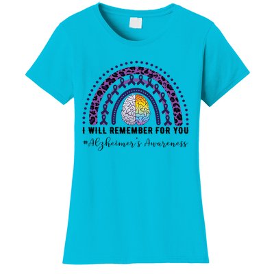 I Will Remember For You Rainbow Brain Alzheimer's Awareness Great Gift Women's T-Shirt