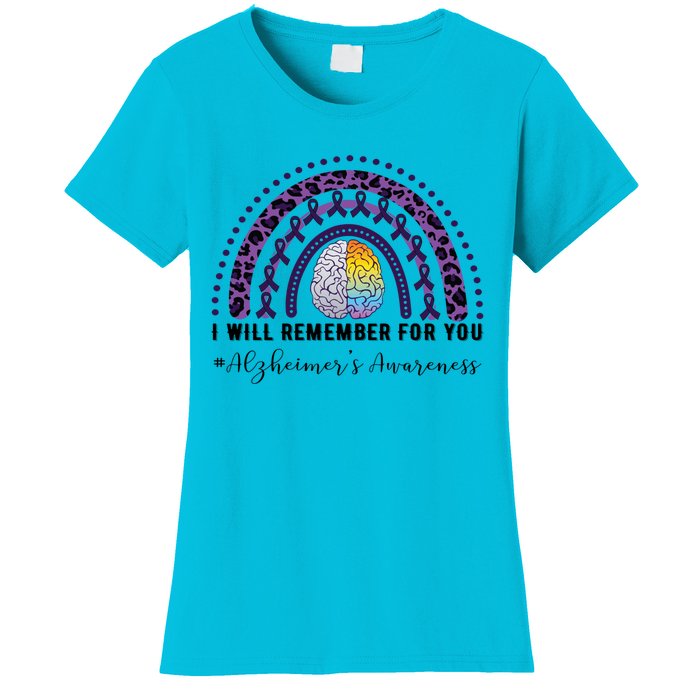 I Will Remember For You Rainbow Brain Alzheimer's Awareness Great Gift Women's T-Shirt