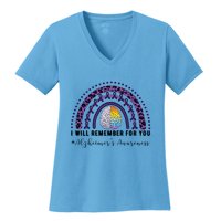 I Will Remember For You Rainbow Brain Alzheimer's Awareness Great Gift Women's V-Neck T-Shirt