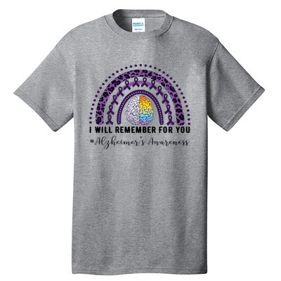 I Will Remember For You Rainbow Brain Alzheimer's Awareness Great Gift Tall T-Shirt