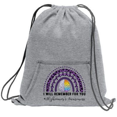 I Will Remember For You Rainbow Brain Alzheimer's Awareness Great Gift Sweatshirt Cinch Pack Bag