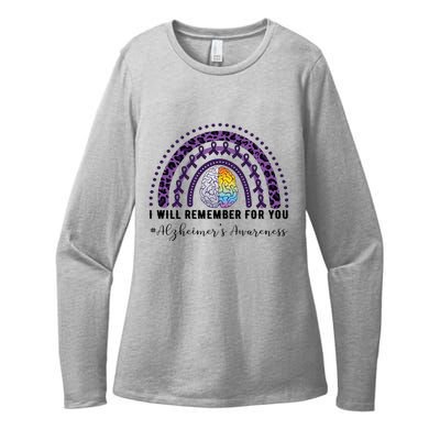 I Will Remember For You Rainbow Brain Alzheimer's Awareness Great Gift Womens CVC Long Sleeve Shirt