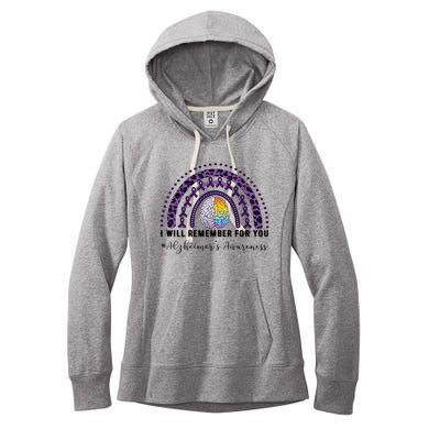 I Will Remember For You Rainbow Brain Alzheimer's Awareness Great Gift Women's Fleece Hoodie