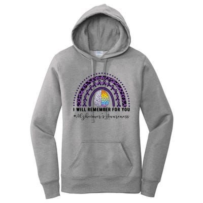 I Will Remember For You Rainbow Brain Alzheimer's Awareness Great Gift Women's Pullover Hoodie