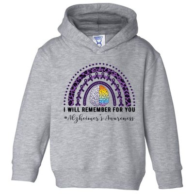 I Will Remember For You Rainbow Brain Alzheimer's Awareness Great Gift Toddler Hoodie