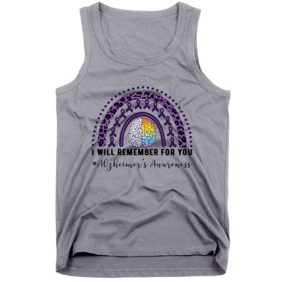 I Will Remember For You Rainbow Brain Alzheimer's Awareness Great Gift Tank Top