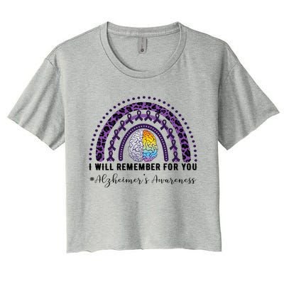 I Will Remember For You Rainbow Brain Alzheimer's Awareness Great Gift Women's Crop Top Tee