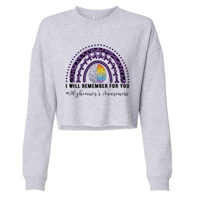 I Will Remember For You Rainbow Brain Alzheimer's Awareness Great Gift Cropped Pullover Crew