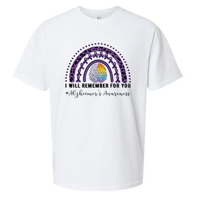 I Will Remember For You Rainbow Brain Alzheimer's Awareness Great Gift Sueded Cloud Jersey T-Shirt